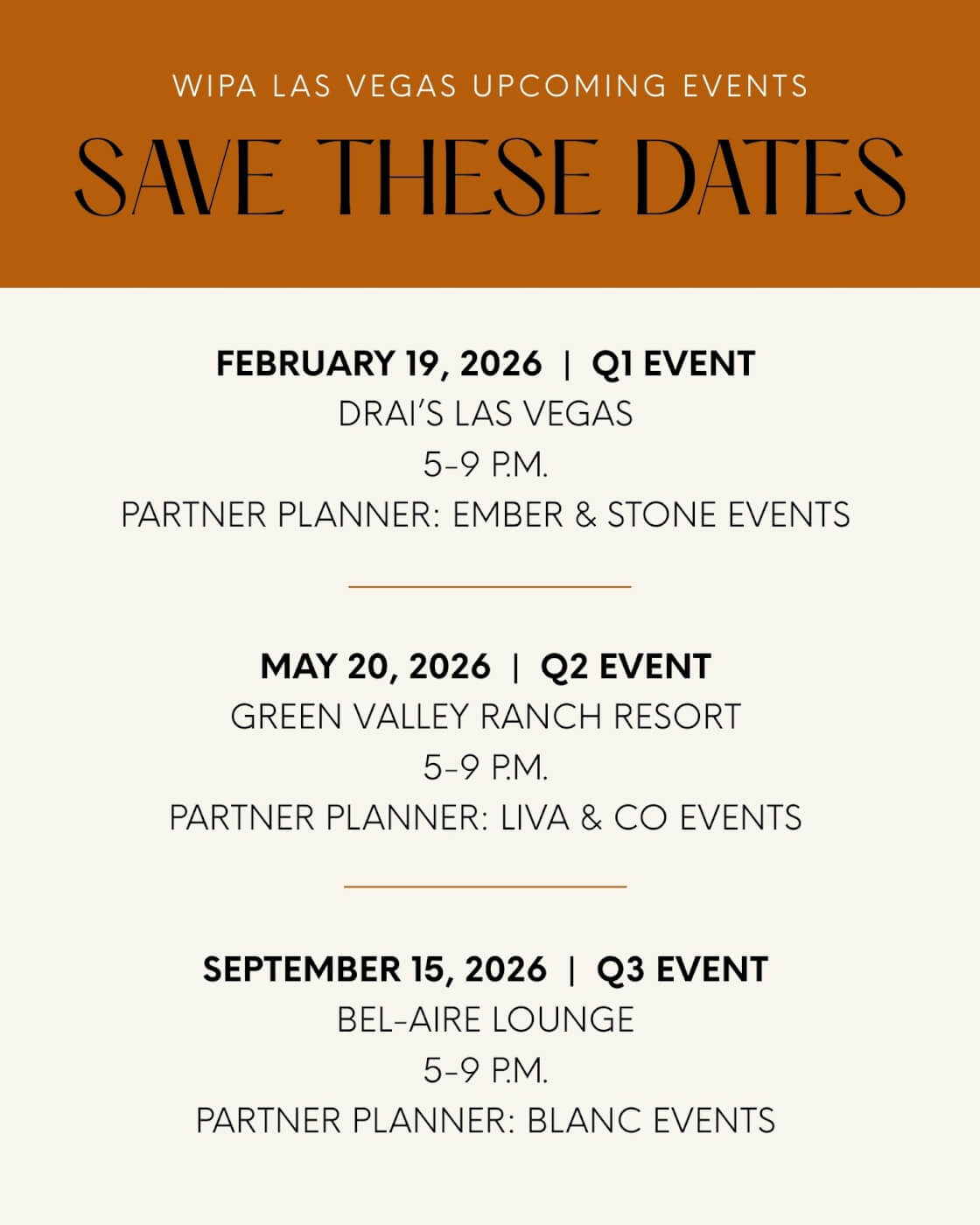 WIPA Las Vegas 2026 Save the Dates